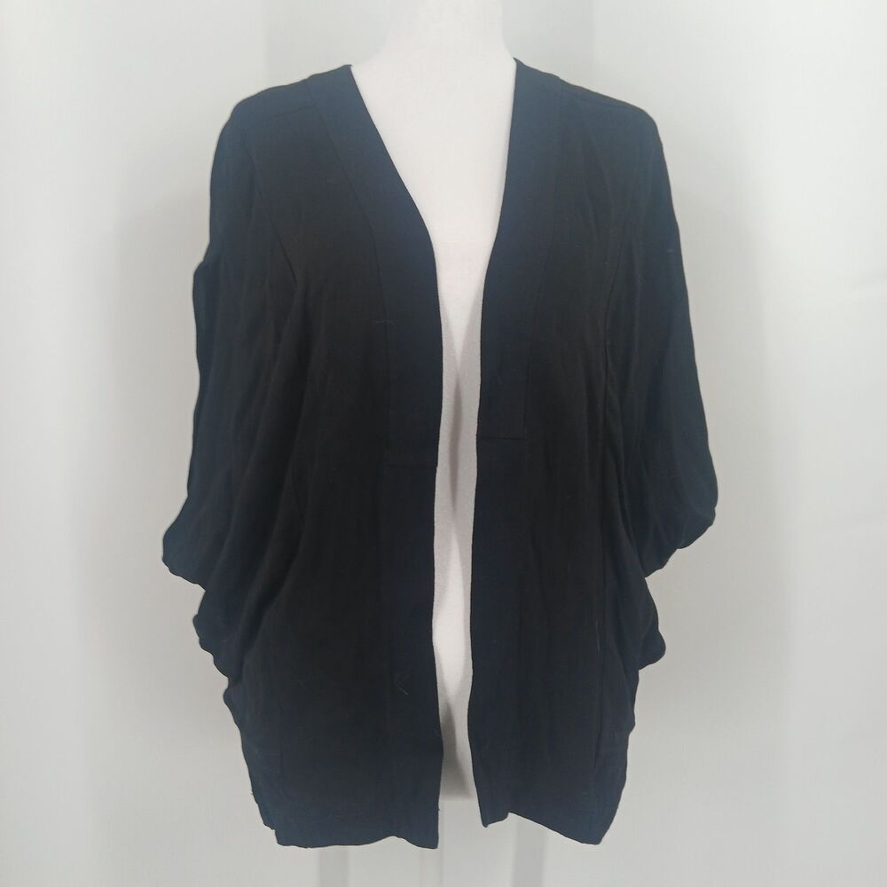 womens elevenses size XS Small black open front cardigan sweater teacher office